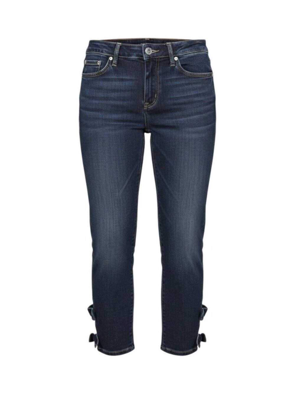 CeCe Women's Dark Wash Bow Accent Ankle Denim Jeans Size 14